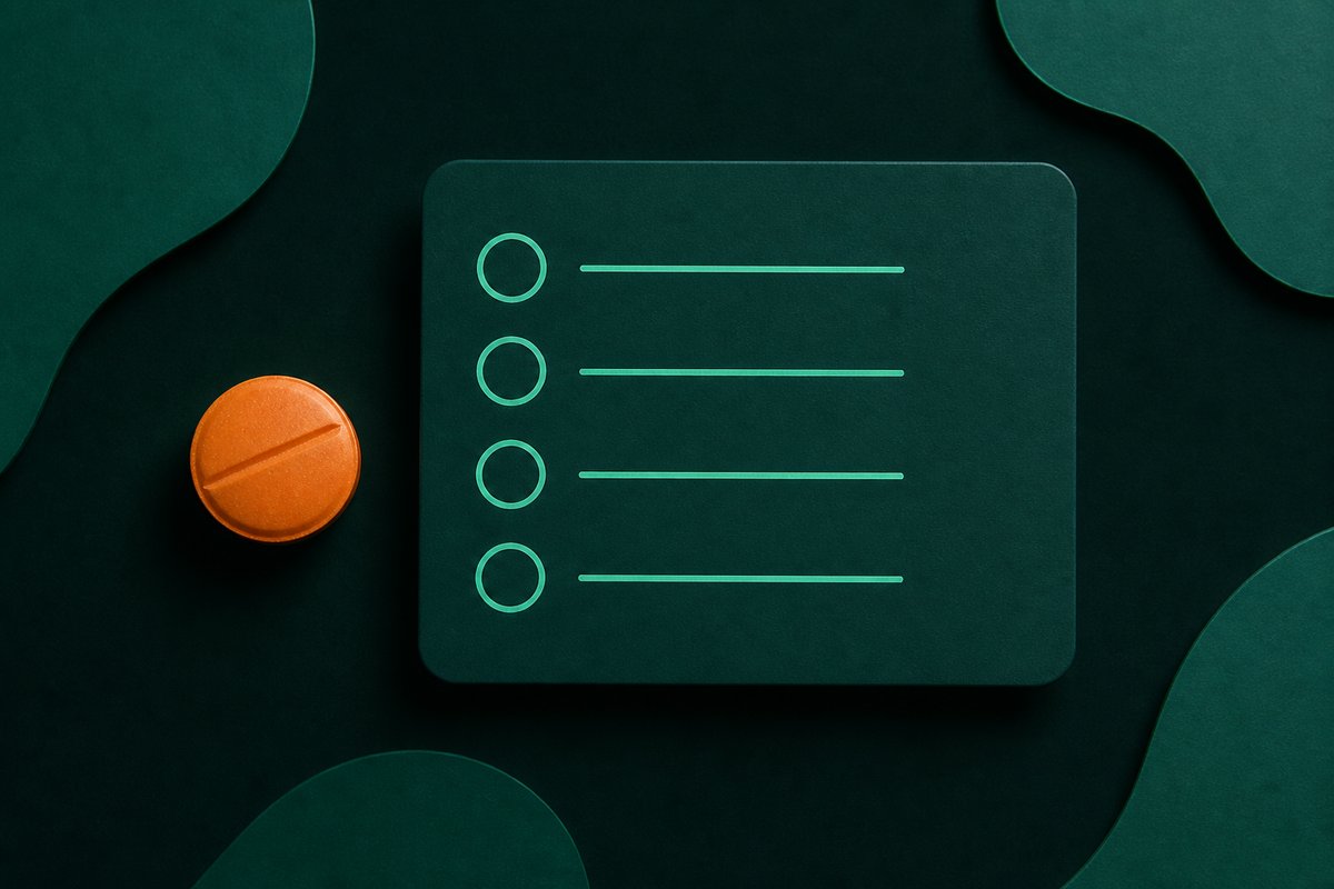 A 20 mg vardenafil tablet beside a short QT tick on forest paper